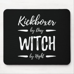 Kickboxer Witch Funny Kickboxing Halloween Costume Mouse Pad