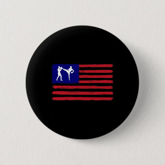 Kickboxing 4th Of July Patriotic Distressed Americ 6 Cm Round Badge