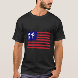 Kickboxing 4th Of July Patriotic Distressed Americ T-Shirt