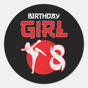Kickboxing 8 Years Old Birthday Mma Martial Arts G Classic Round Sticker