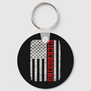 Kickboxing American Flag 4th July Patriotic Funny Key Ring