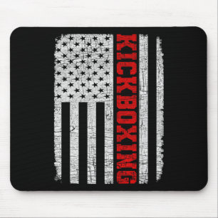 Kickboxing American Flag 4th July Patriotic Funny Mouse Pad
