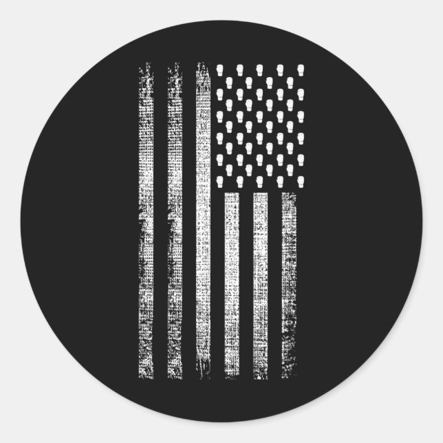 Kickboxing American Flag  Classic Round Sticker (Front)