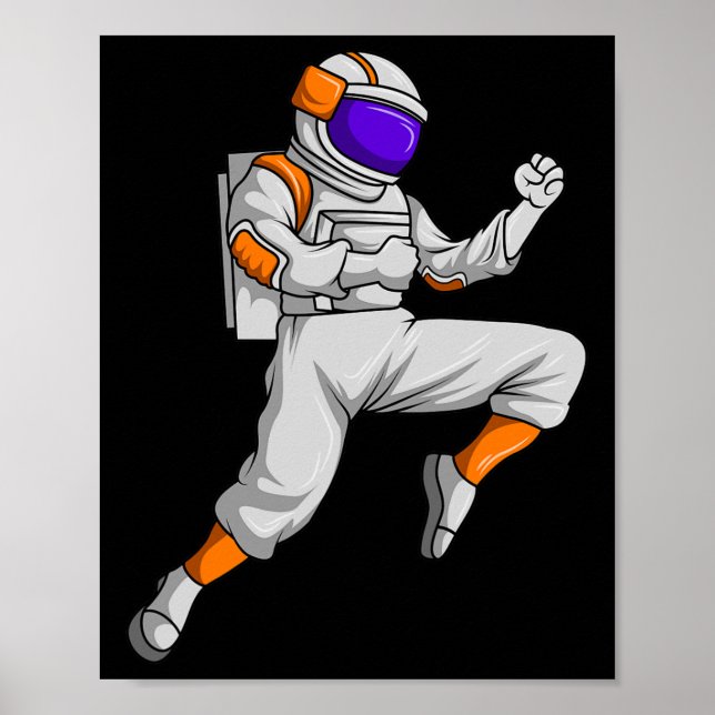 Kickboxing Astronaut Kickboxer Outerspace Karate B Poster (Front)