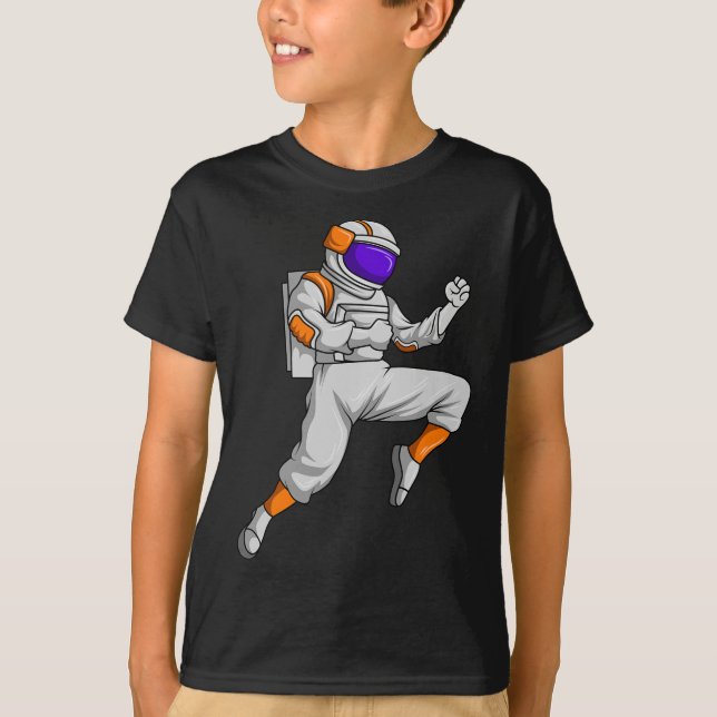 Kickboxing Astronaut Kickboxer Outerspace Karate B T-Shirt (Front)