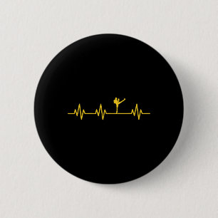Kickboxing Boxer Kick Lifeline Heartbeat Life Love 6 Cm Round Badge