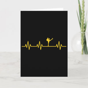 Kickboxing Boxer Kick Lifeline Heartbeat Life Love Card