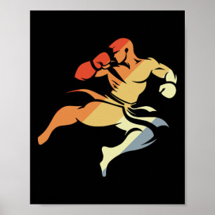 Kickboxing Boy Sketch 90s Look Martial Arts Poster