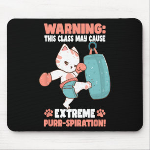 Kickboxing Cat For Men Women Kids Mouse Pad