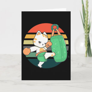 Kickboxing Cat Men Women Kids Card