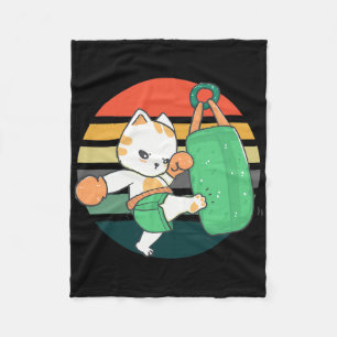 Kickboxing Cat Men Women Kids Fleece Blanket