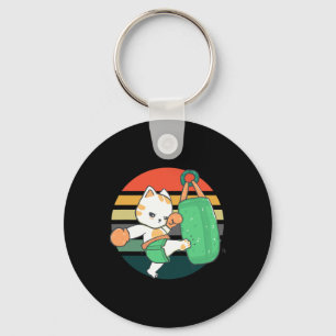 Kickboxing Cat Men Women Kids Key Ring