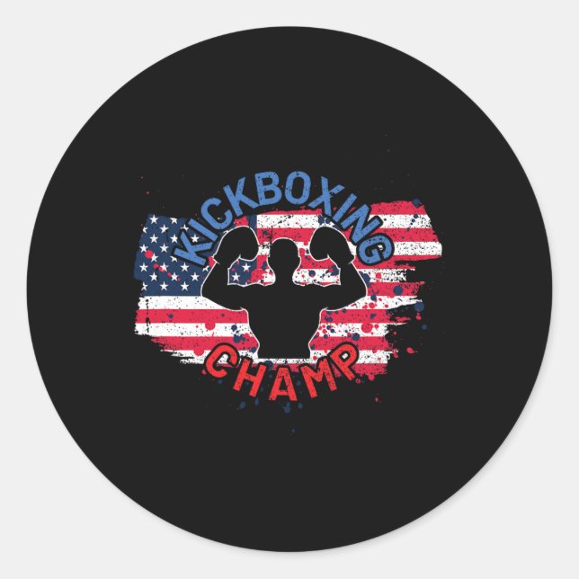 Kickboxing Champ Usa  Classic Round Sticker (Front)