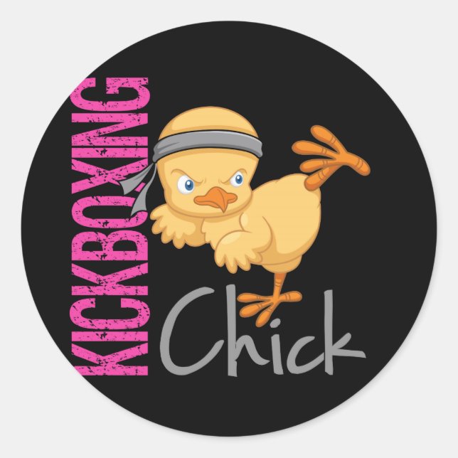 Kickboxing Chick Classic Round Sticker (Front)
