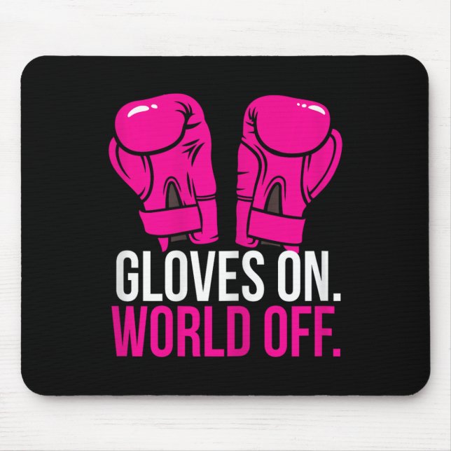 Kickboxing Chick Kickboxer Training Gloves On Worl Mouse Pad (Front)
