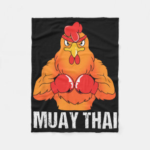 Kickboxing Coach Thailand Rooster Muay Thai  Fleece Blanket
