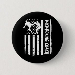 Kickboxing Coach Usa Flag Women Kids Men  6 Cm Round Badge