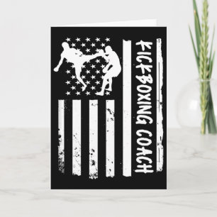Kickboxing Coach Usa Flag Women Kids Men Card