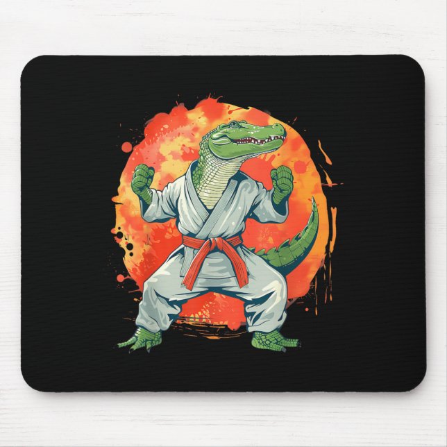 Kickboxing Crocodile Taekwondo Karate MMA Funny Mouse Pad (Front)