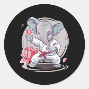 Kickboxing Elephant Karate Taekwondo Jiu-Jitsu MMA Classic Round Sticker