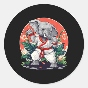 Kickboxing Elephant Taekwondo Karate MMA Funny Classic Round Sticker