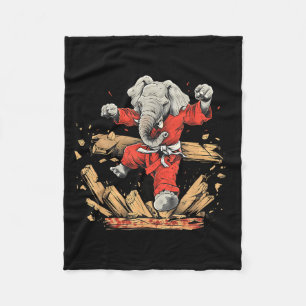 Kickboxing Elephant Taekwondo Karate MMA Funny Fleece Blanket