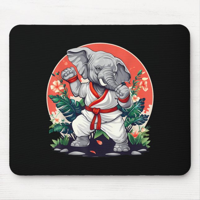 Kickboxing Elephant Taekwondo Karate MMA Funny Mouse Pad (Front)