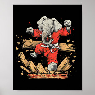Kickboxing Elephant Taekwondo Karate MMA Funny Poster
