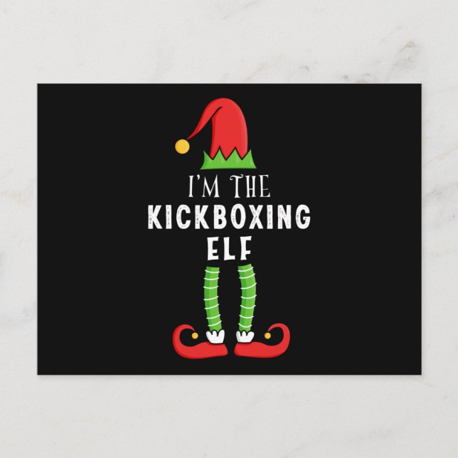 Kickboxing Elf Christmas Matching Family Gift Postcard (Front)
