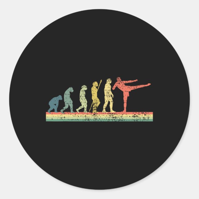 Kickboxing Evolution Funny Gift Tee Kick  Classic Round Sticker (Front)