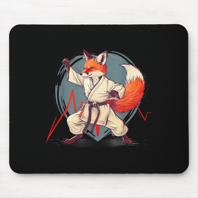 Kickboxing Fox Taekwondo Karate Mma Funny Martial Mouse Pad (Front)