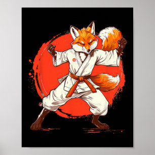 Kickboxing Fox Taekwondo Karate Mma Funny Martial  Poster