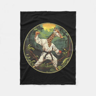 Kickboxing Giraffe Taekwondo Karate Mma Funny Fleece Blanket