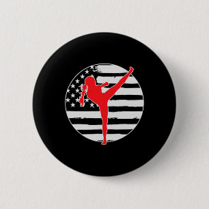 Kickboxing Girl Usa Flag 4th Of July 6 Cm Round Badge