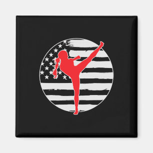 Kickboxing Girl Usa Flag 4th Of July Magnet