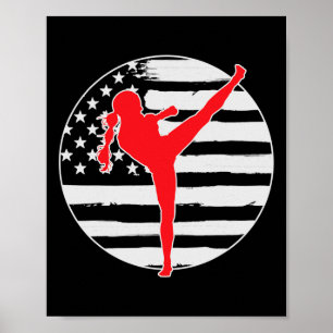 Kickboxing Girl Usa Flag 4th Of July Poster