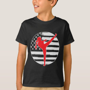 Kickboxing Girl Usa Flag 4th Of July T-Shirt