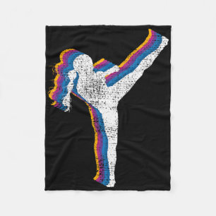 Kickboxing Girl Vintage Kickboxer Gift Fleece Blanket
