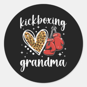 Kickboxing Grandma Of A Kickboxer Grandmother Hear Classic Round Sticker