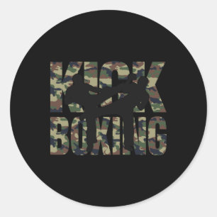 Kickboxing Grunge Design Fight Between Two Kickbox Classic Round Sticker