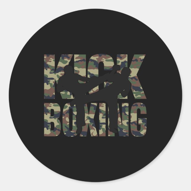 Kickboxing Grunge Design Fight Between Two Kickbox Classic Round Sticker (Front)