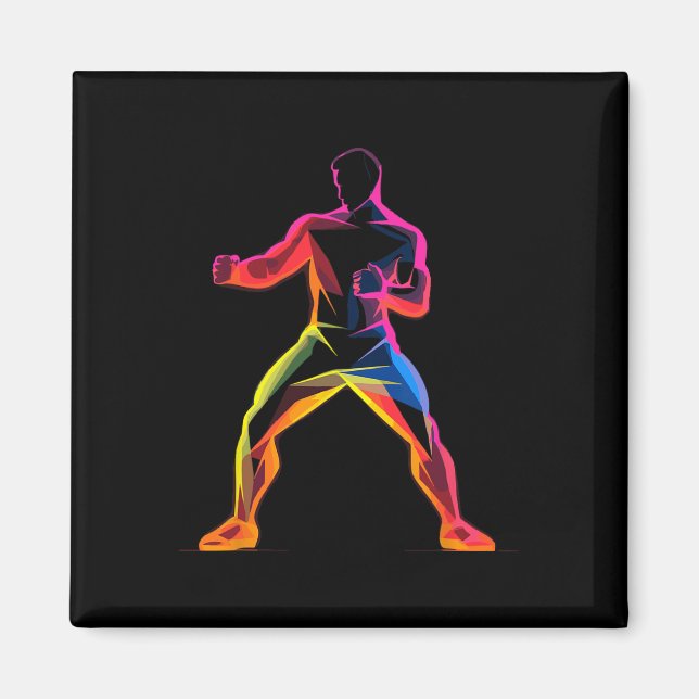 Kickboxing Guy Cartoon Style Kickboxer Savate  Magnet (Front)