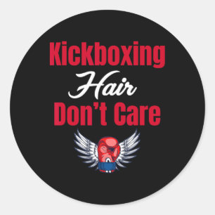 Kickboxing Hair Don't Care Funny Martial Arts Jiuj Classic Round Sticker