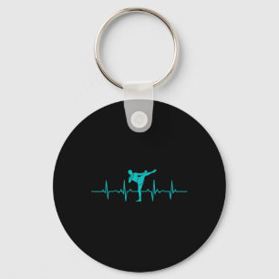 Kickboxing Heartbeat Funny Ekg Kickboxer Gift For Key Ring