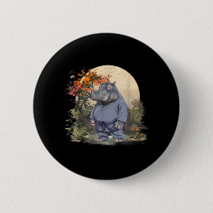 Kickboxing Hippo Martial Arts Karate Jiu-Jitsu MMA 6 Cm Round Badge
