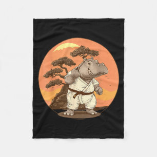 Kickboxing Hippo Martial Arts Karate Jiu-Jitsu MMA Fleece Blanket