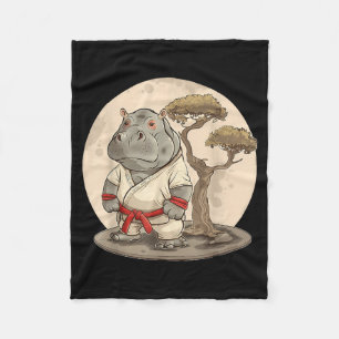 Kickboxing Hippo Taekwondo Karate MMA Funny Fleece Blanket