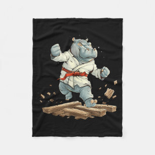 Kickboxing Hippo Taekwondo Karate MMA Funny Fleece Blanket
