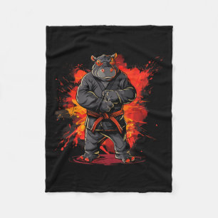 Kickboxing Hippo Taekwondo Karate MMA Funny Fleece Blanket