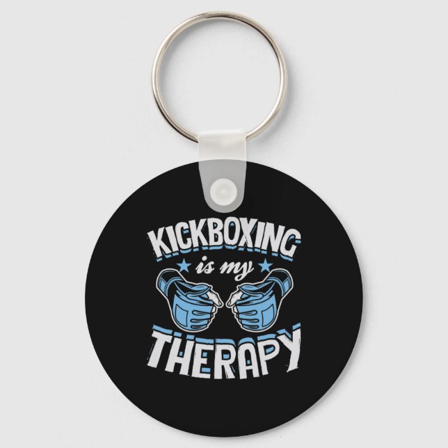 Kickboxing Is My Therapy Funny Boxing Karate Marti Key Ring (Front)